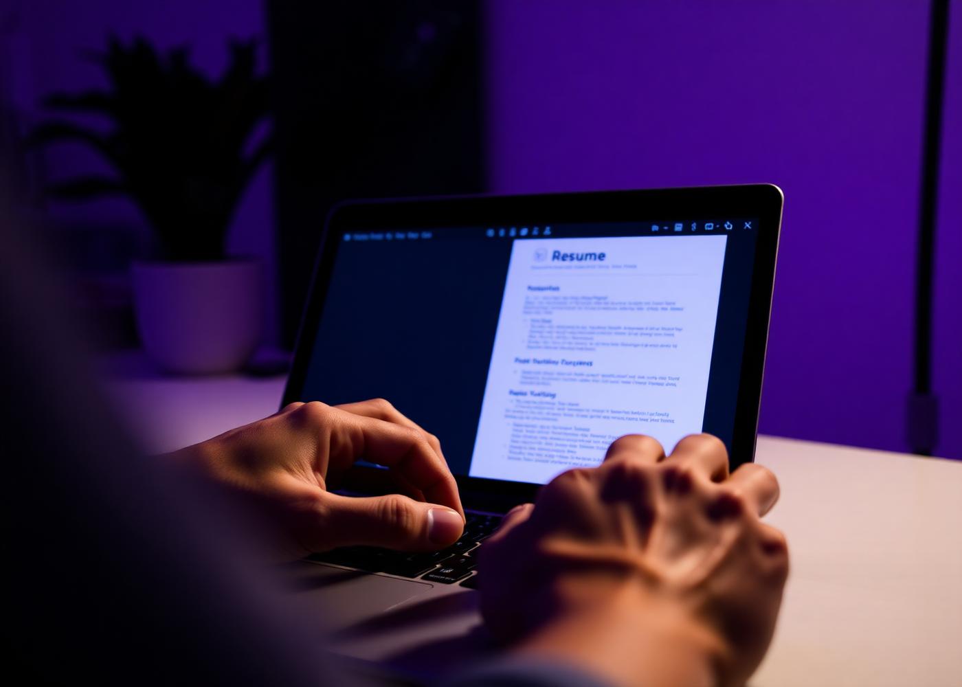 Building a resume on a laptop